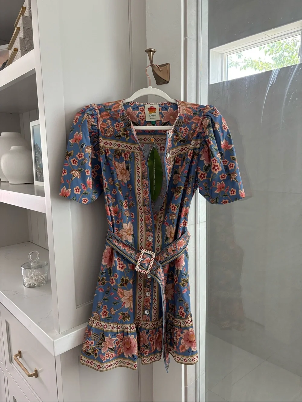 FARM Rio Button-Front Belted Mini Dress - Picture 1 of 2